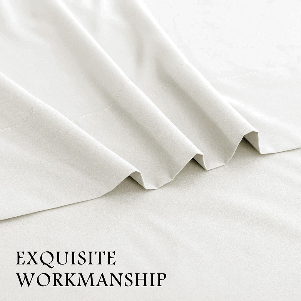 4 Piece Bed Sheet Set- Bedding Sheets & Pillowcases -Breathable Bedding - Wrinkle, Fade, Stain Resistant-Deep Pocket Flat Fitted Bed Sheet Set(Raw white,King)