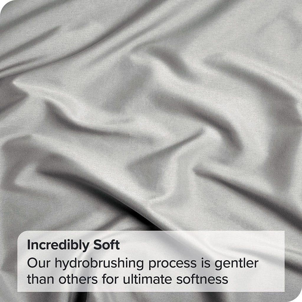 4 Piece Bed Sheet Set- Bedding Sheets & Pillowcases -Breathable Bedding - Wrinkle, Fade, Stain Resistant-Deep Pocket Flat Fitted Bed Sheet Set(Silver-gray,King)