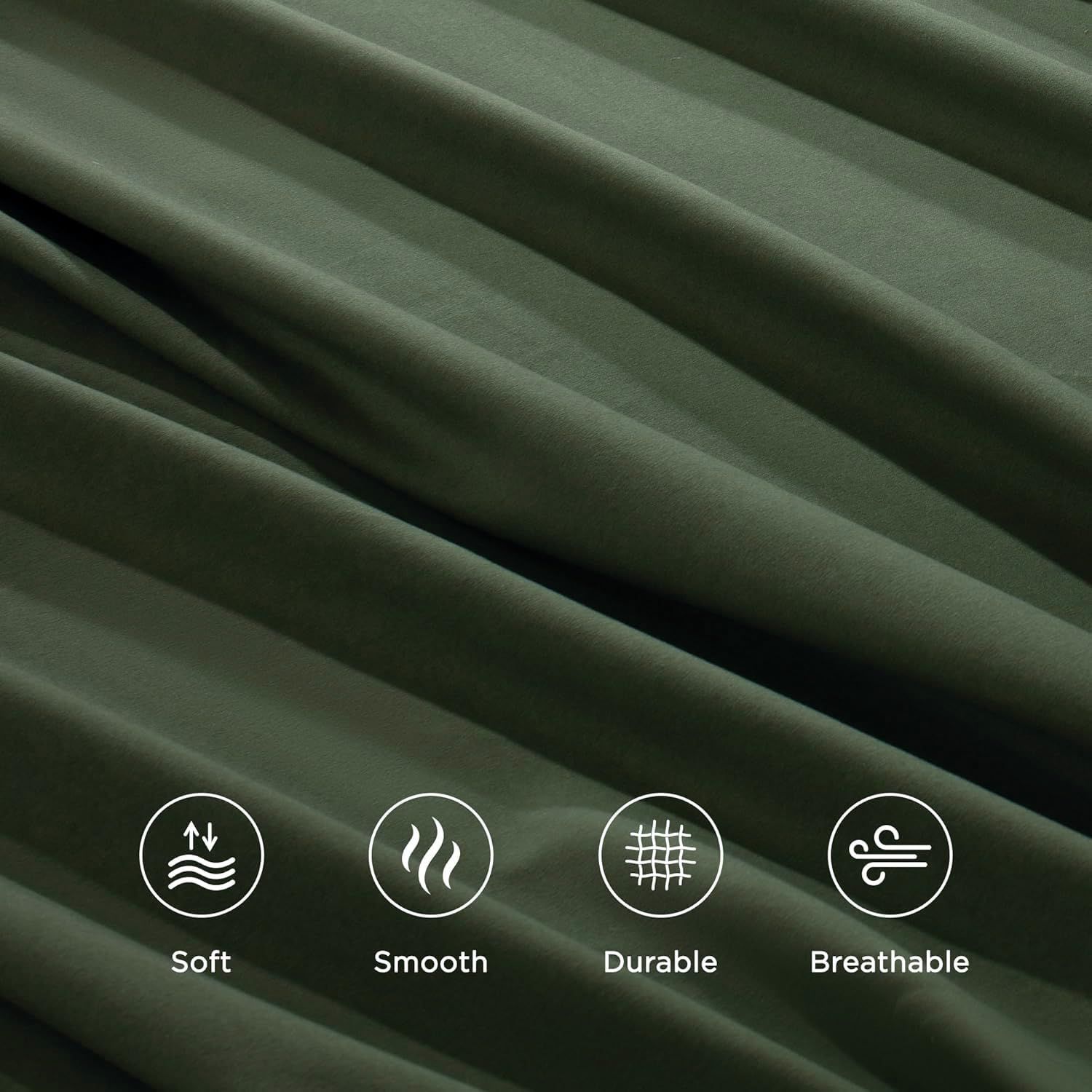 Hotel Quality Fitted Sheet - 1 Piece Fitted Sheet  -Breathable Bedding - Wrinkle, Fade, Stain Resistant- 16inch/40cm Deep Pocket Fitted Bed Sheet-Wrinkle and Fade Resistant,(Olive green,King)