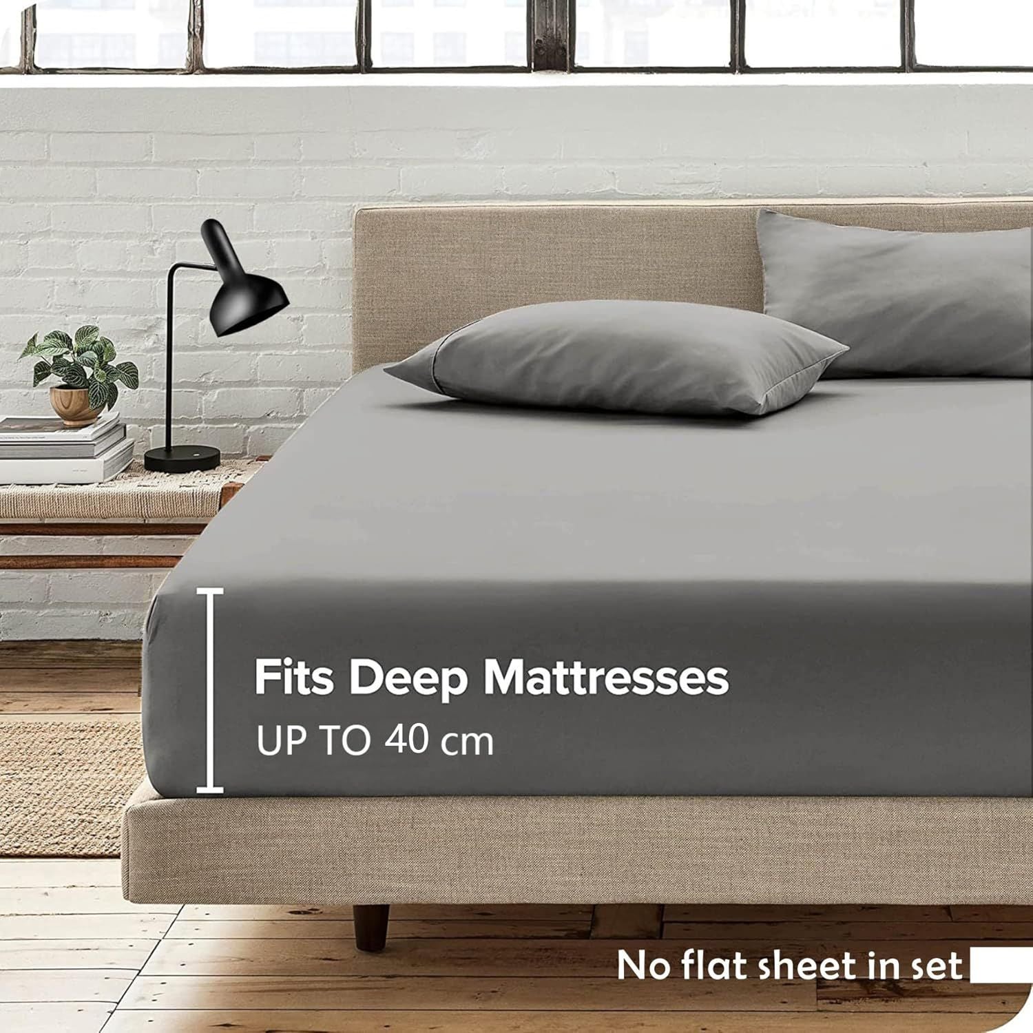 Hotel Quality Fitted Sheet - 1 Piece Fitted Sheet  -Breathable Bedding - Wrinkle, Fade, Stain Resistant- 16inch/40cm Deep Pocket Fitted Bed Sheet-Wrinkle and Fade Resistant,(Dark gray,King)