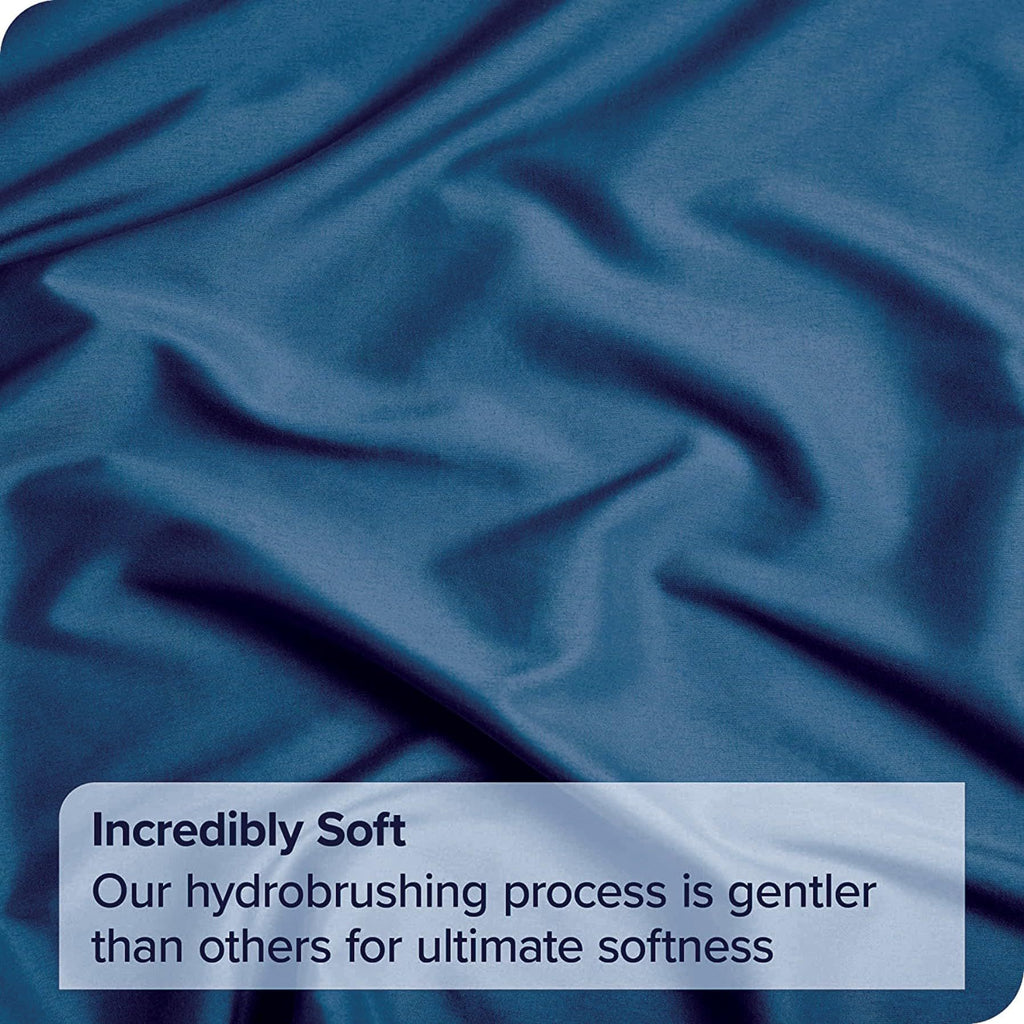 3 Piece Fitted Sheet Set- Fitted Sheet & Pillowcases -Breathable Bedding - Wrinkle, Fade, Stain Resistant- 40cm Deep Pocket Fitted Bed Sheet Set(Navy,Queen)