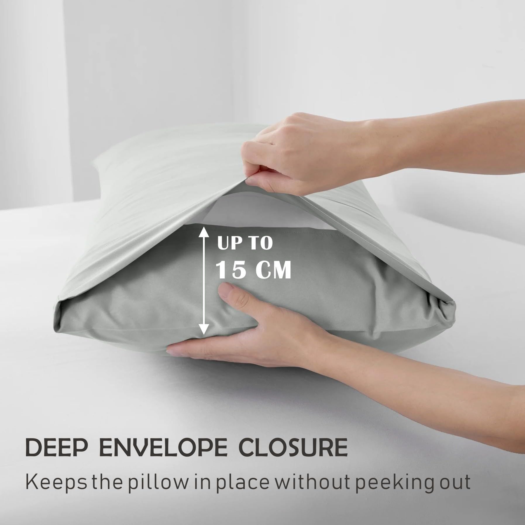 3 Piece Fitted Sheet Set- Fitted Sheet & Pillowcases -Breathable Bedding - Wrinkle, Fade, Stain Resistant- 40cm Deep Pocket Fitted Bed Sheet Set(Silver-gray,Queen)