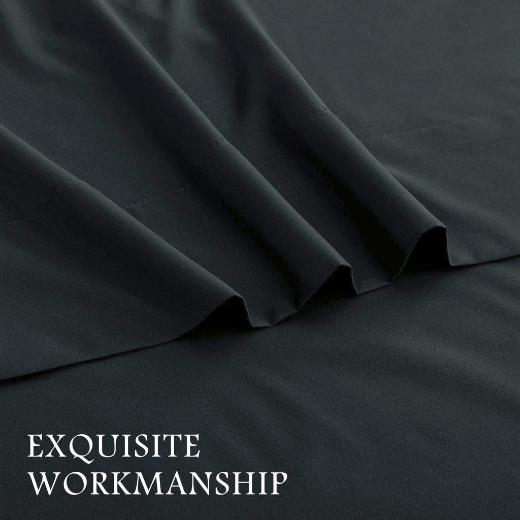 4 Piece Bed Sheet Set- Bedding Sheets & Pillowcases -Breathable Bedding - Wrinkle, Fade, Stain Resistant-Deep Pocket Flat Fitted Bed Sheet Set(Black,Queen)