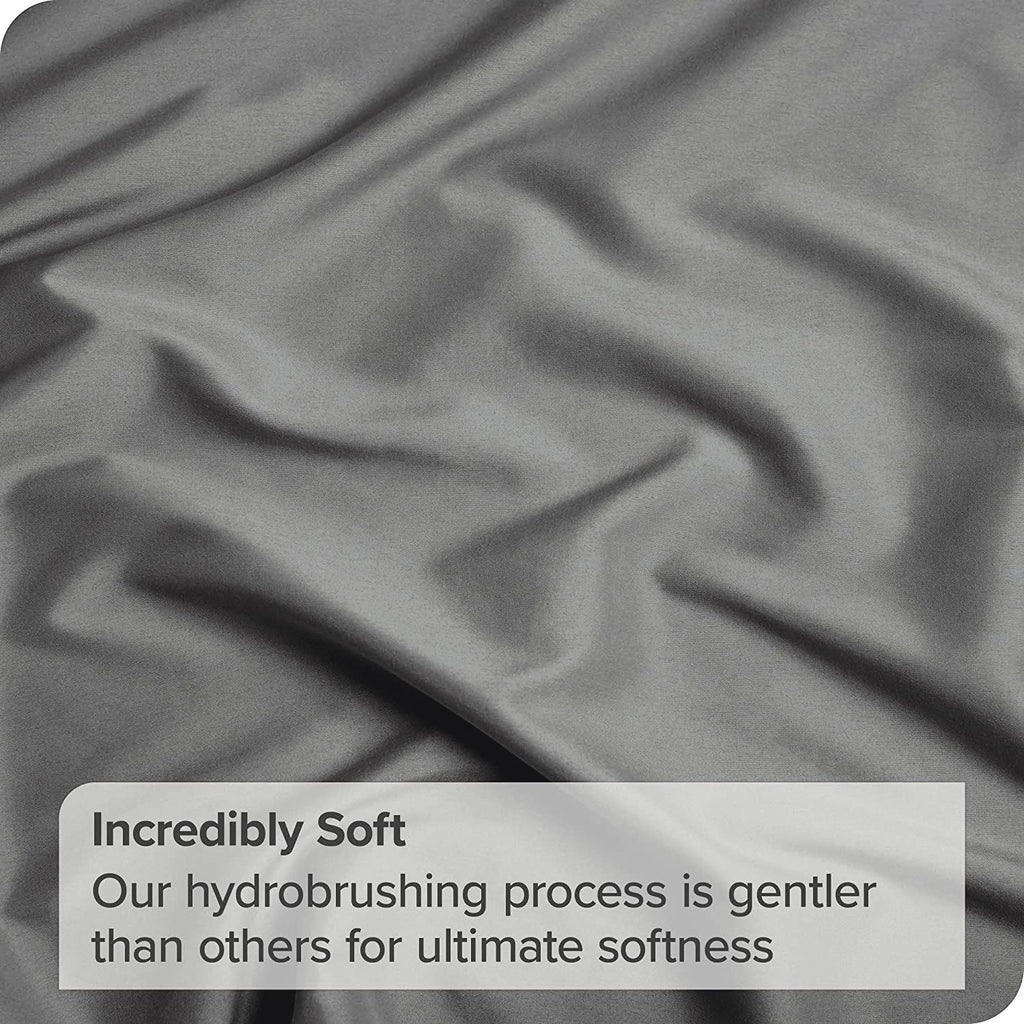 4 Piece Bed Sheet Set- Bedding Sheets & Pillowcases -Breathable Bedding - Wrinkle, Fade, Stain Resistant-Deep Pocket Flat Fitted Bed Sheet Set(Grey,Queen)