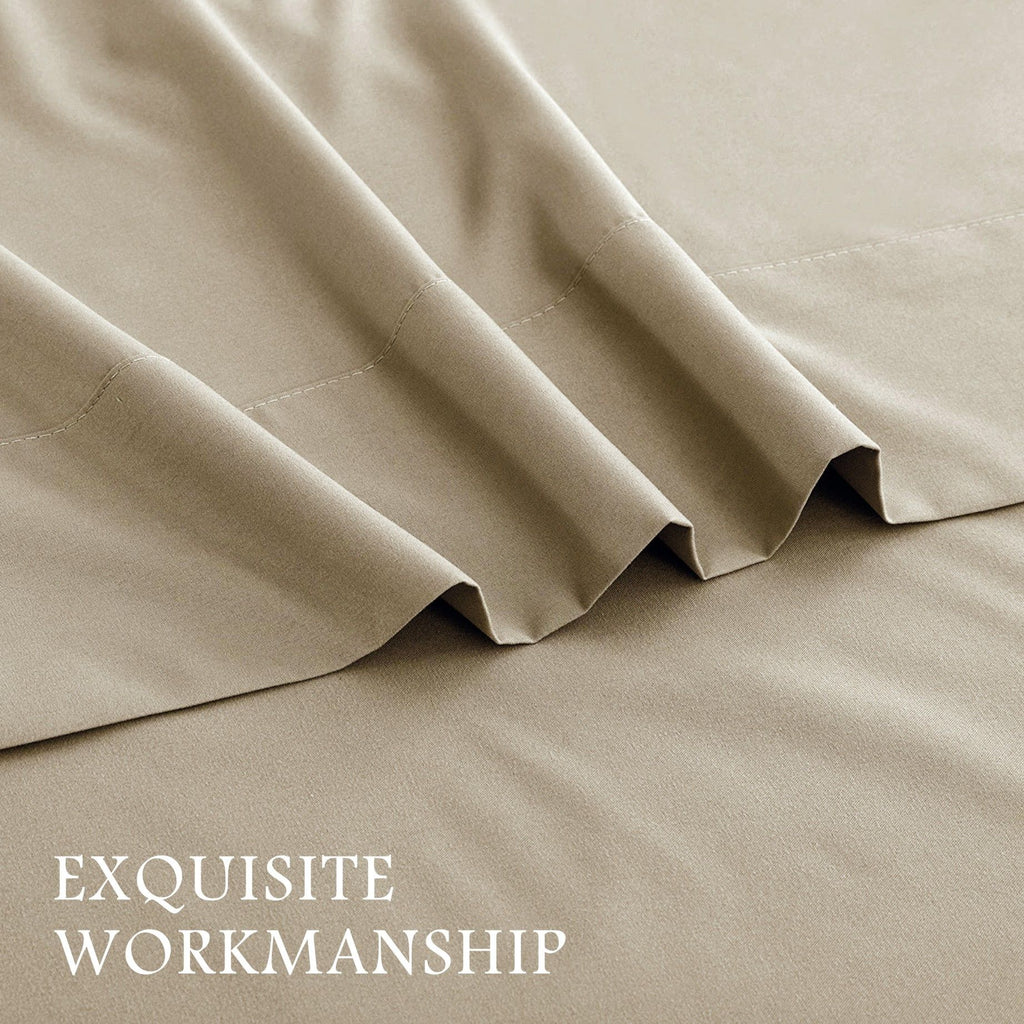 4 Piece Bed Sheet Set- Bedding Sheets & Pillowcases -Breathable Bedding - Wrinkle, Fade, Stain Resistant-Deep Pocket Flat Fitted Bed Sheet Set(Cream White,Queen)
