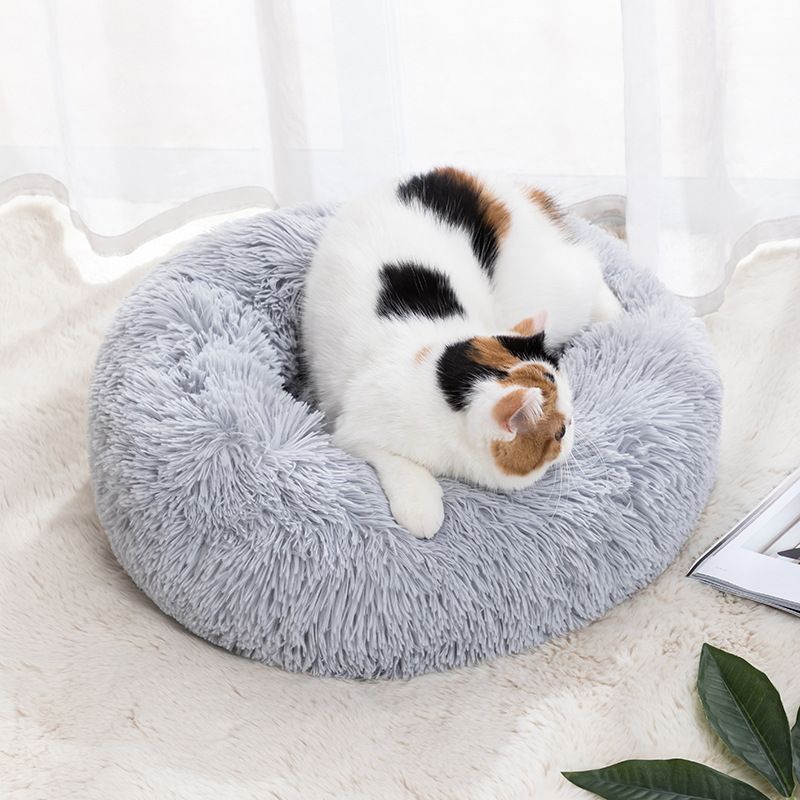 Qianxun pets Round Plush Pet Bed 40 cm Leather pink Diameter 70 cm