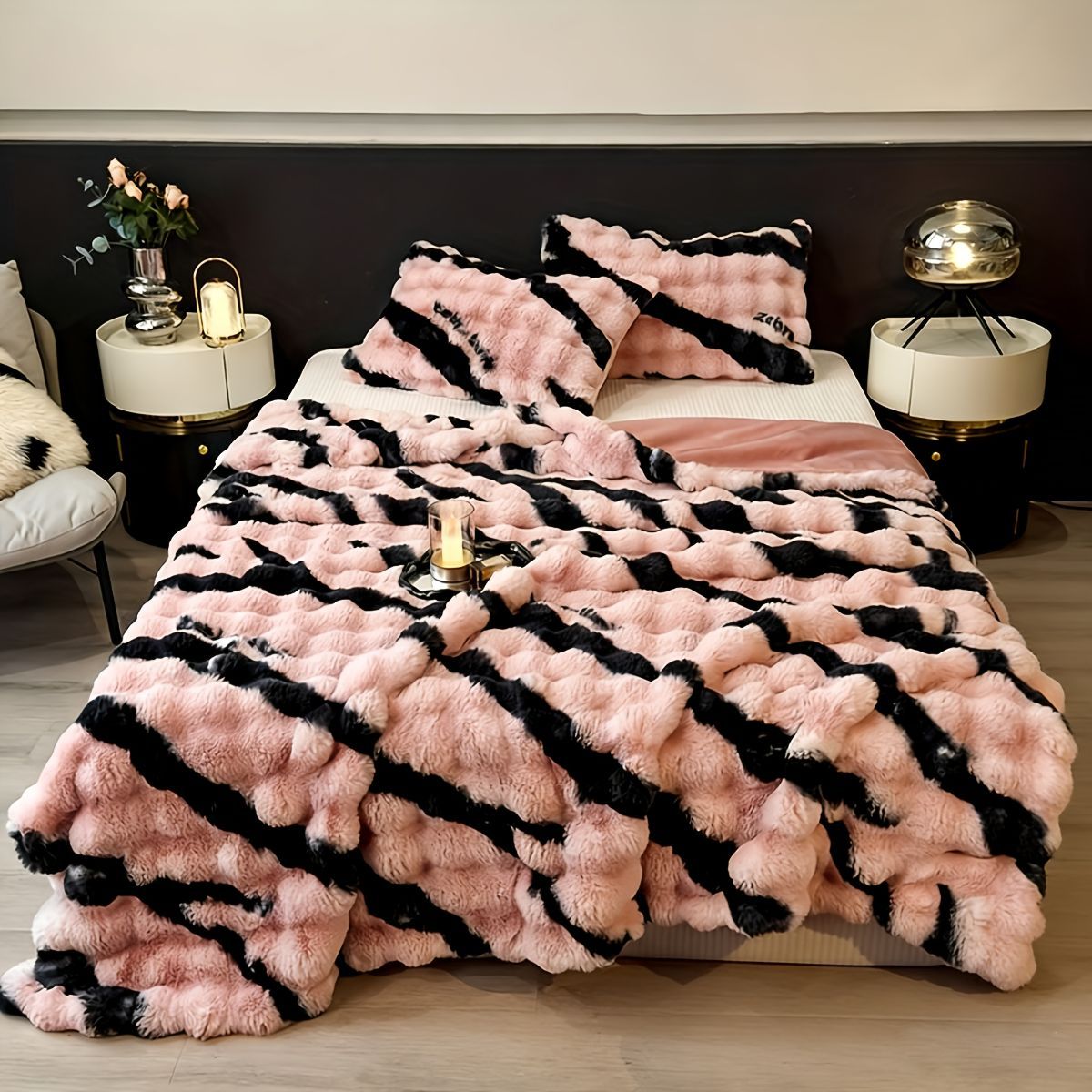 Class A Rabbit Fur Blanket Thickened Blanket Warm Blanket Home Decor Blanket - Gray - Size S  150-200cm