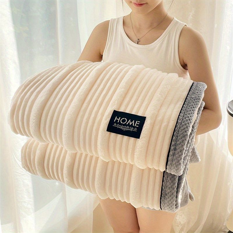 A-Class Rabbit Fur Blanket Soft Blanket Home Decor Blanket Comfortable Blanket - Beige - Size L  200-230cm