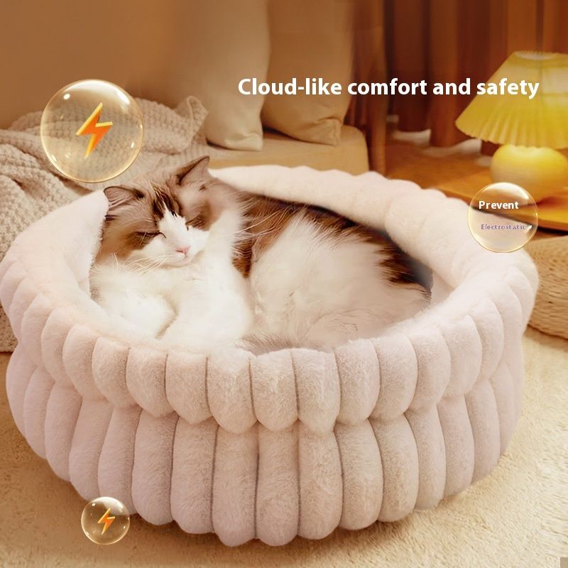 White cat bed, plush cat bed, cozy cat bed, anti-static cat bed, cat furniture, comfortable cat bed, cloud cat bed, cat sleeping bed, pet bed Australia, soft cat bed