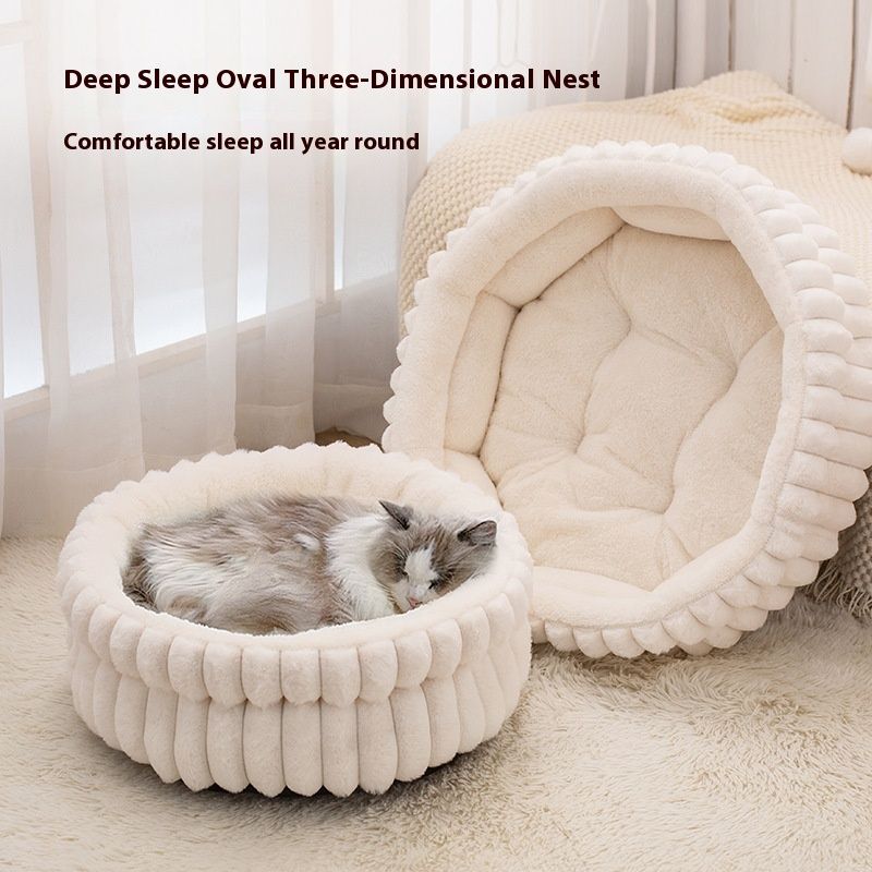 White cat bed, plush cat bed, cozy cat bed, anti-static cat bed, cat furniture, comfortable cat bed, cloud cat bed, cat sleeping bed, pet bed Australia, soft cat bed