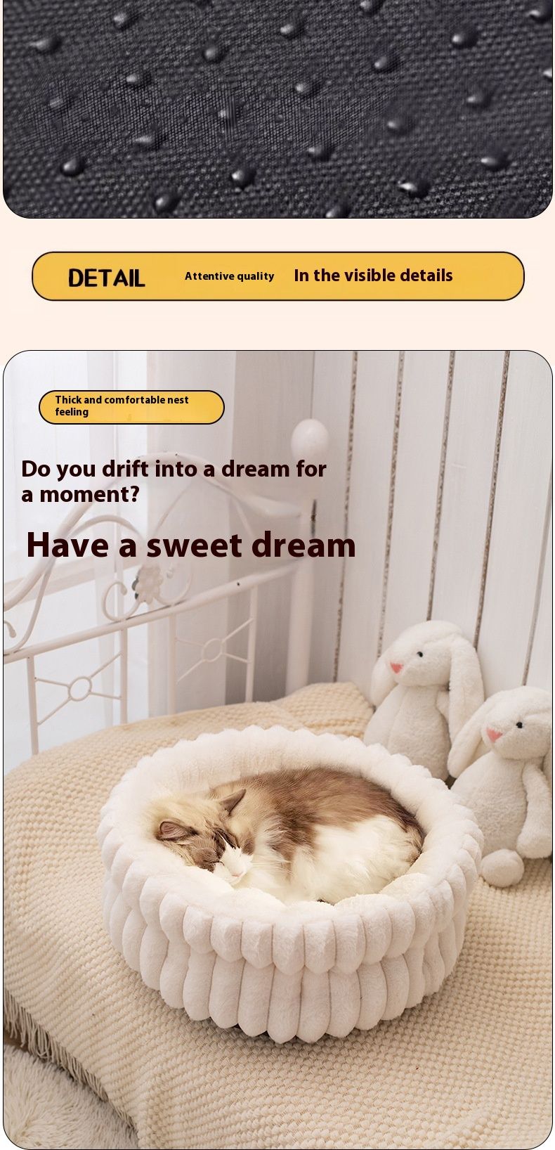 White cat bed, plush cat bed, cozy cat bed, anti-static cat bed, cat furniture, comfortable cat bed, cloud cat bed, cat sleeping bed, pet bed Australia, soft cat bed