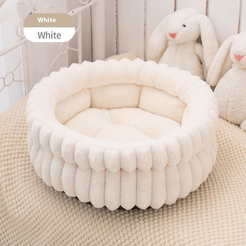 Pet Bed Cat Bed Dog Bed All-Season Bed Ultra-Soft Plush Large Pet Bed Round Pet - Gray - Size 40-15-15