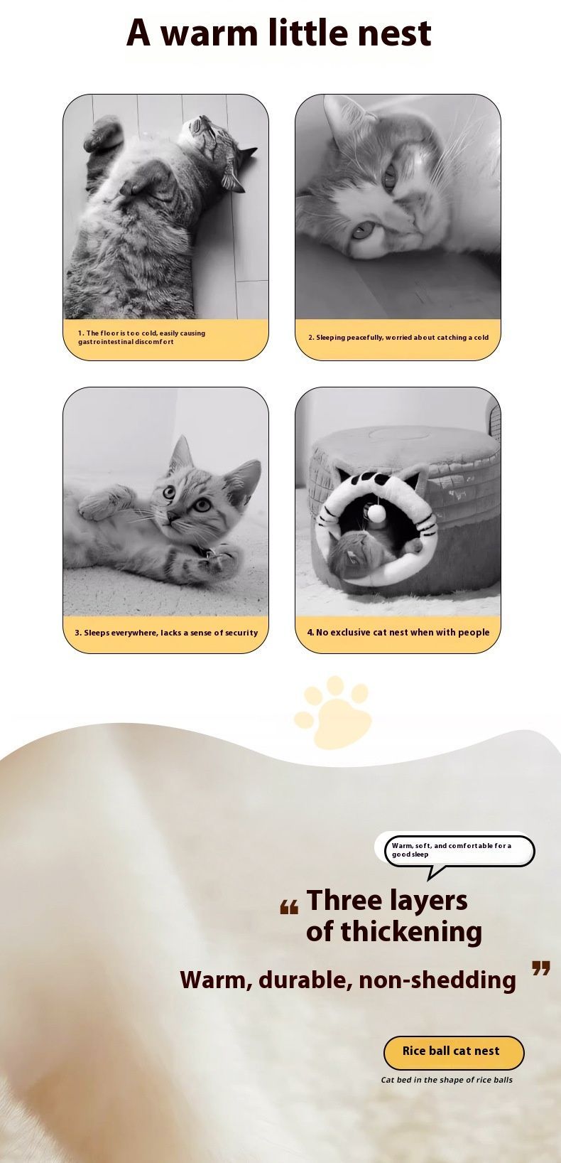 Pet Bed Cat Bed Dog Bed All-Season Bed Ultra-Soft Plush Large Pet Bed Round Pet - Gray - Size 50-20-15