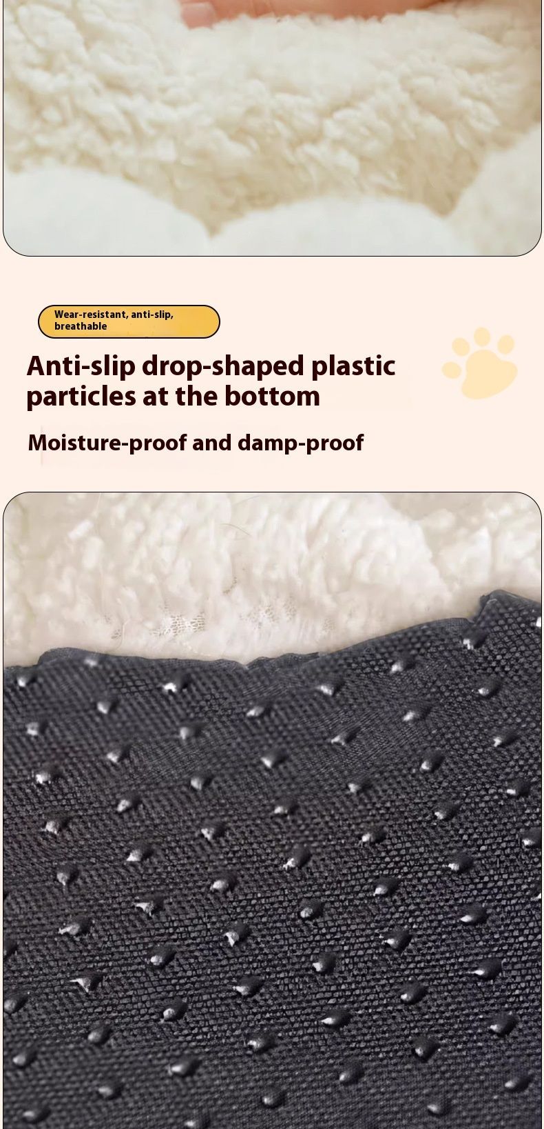 Pet Bed Cat Bed Dog Bed All-Season Bed Ultra-Soft Plush Large Pet Bed Round Pet - Gray - Size 50-20-15
