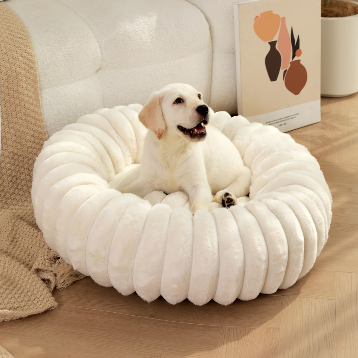 Pet Bed Dog Bed Cat Bed Small Dog Bed Medium Dog Bed Plush Pet Bed All-Season - Beige - Size 50-20-20