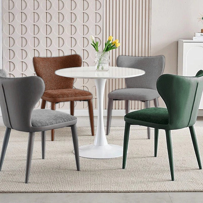 VELLUTO Modern Kitchen Dining Room Chairs Faux Leather Flannel Accent Chairs Metal Vanity Lounge Chair with Back for Living Room Set of 2 (Green)