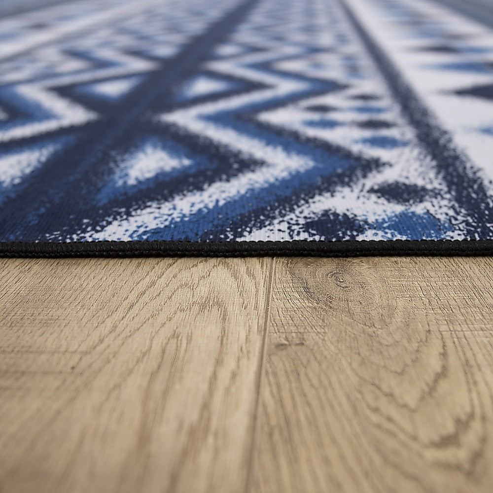 200x300cm Large Floor Blue Ethnic Rug – Modern Area Carpet for Bedroom & Lounge
