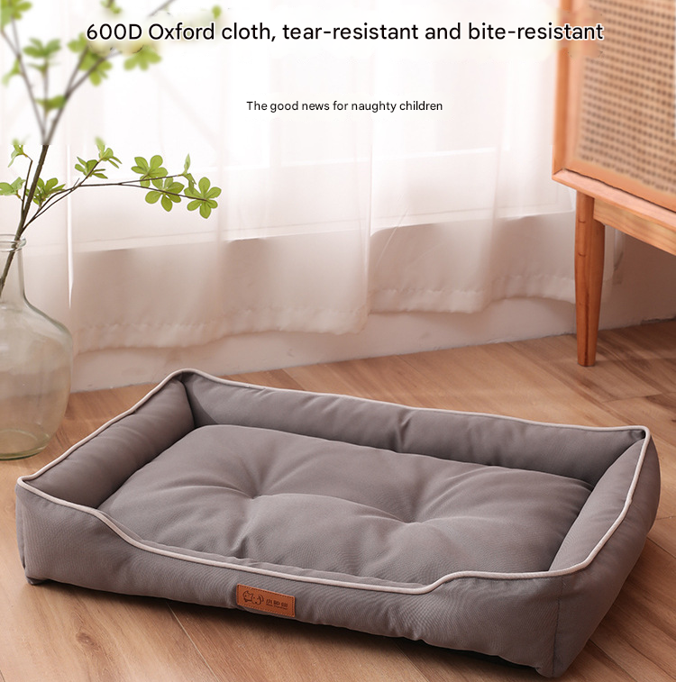 Green Rectangular Pet Bed with Removable Cooling Mat – Durable 600D Oxford Fabric Dog & Cat Bed, High-Rebound PP Cotton Filling, Non-Slip Base, for Medium to Large Breeds, Includes Free Cooling Pad(Size:M)