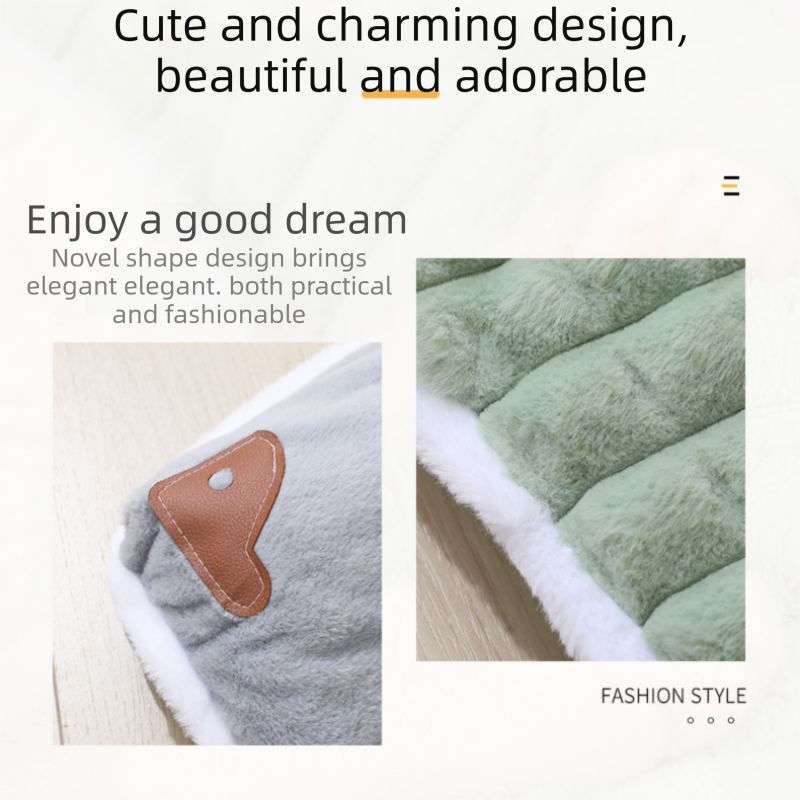 Green S size Luxury Plush Pet Sleeping Mat, Thickened Warm Pet Bed Cushion for Dogs and Cats, Soft Fabric Pet Sofa Pad with Non-Slip Waterproof Base
