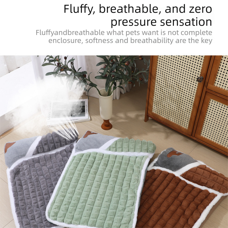 Brown S size Luxury Plush Pet Sleeping Mat, Thickened Warm Pet Bed Cushion for Dogs and Cats, Soft Fabric Pet Sofa Pad with Non-Slip Waterproof Base