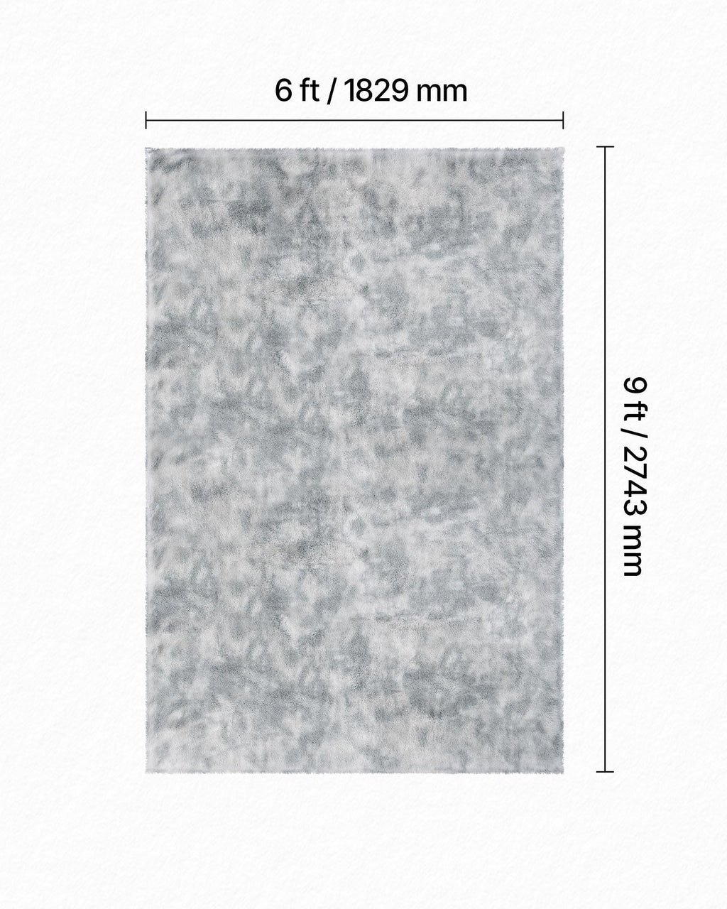 Indoor Plush Area Rugs, 1.83x2.74 m Soft Plush Carpet, FFurry Shag Area Rugs for Living Room, Bedroom, Modern Home Decor Aesthetic Long-Pile Rug, Non-Shedding, Slip-Resistant, Tie-Dye Light Gray