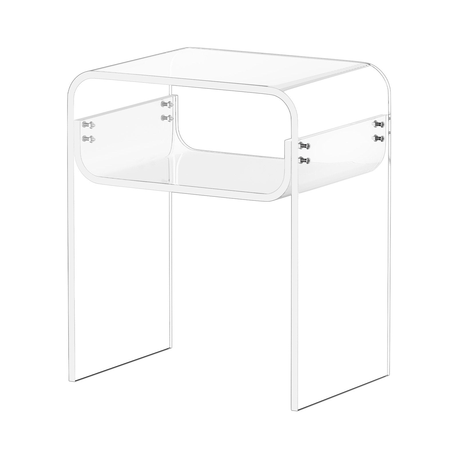 Acrylic Side Table, 2 Tiers Clear Bedside Table with Storage Shelf, Modern Rectangle Acrylic End Desk, Transparent Thick Nightstand for Bedroom, Living Room, Study, 30 x 40 x 50 cm (Clear)