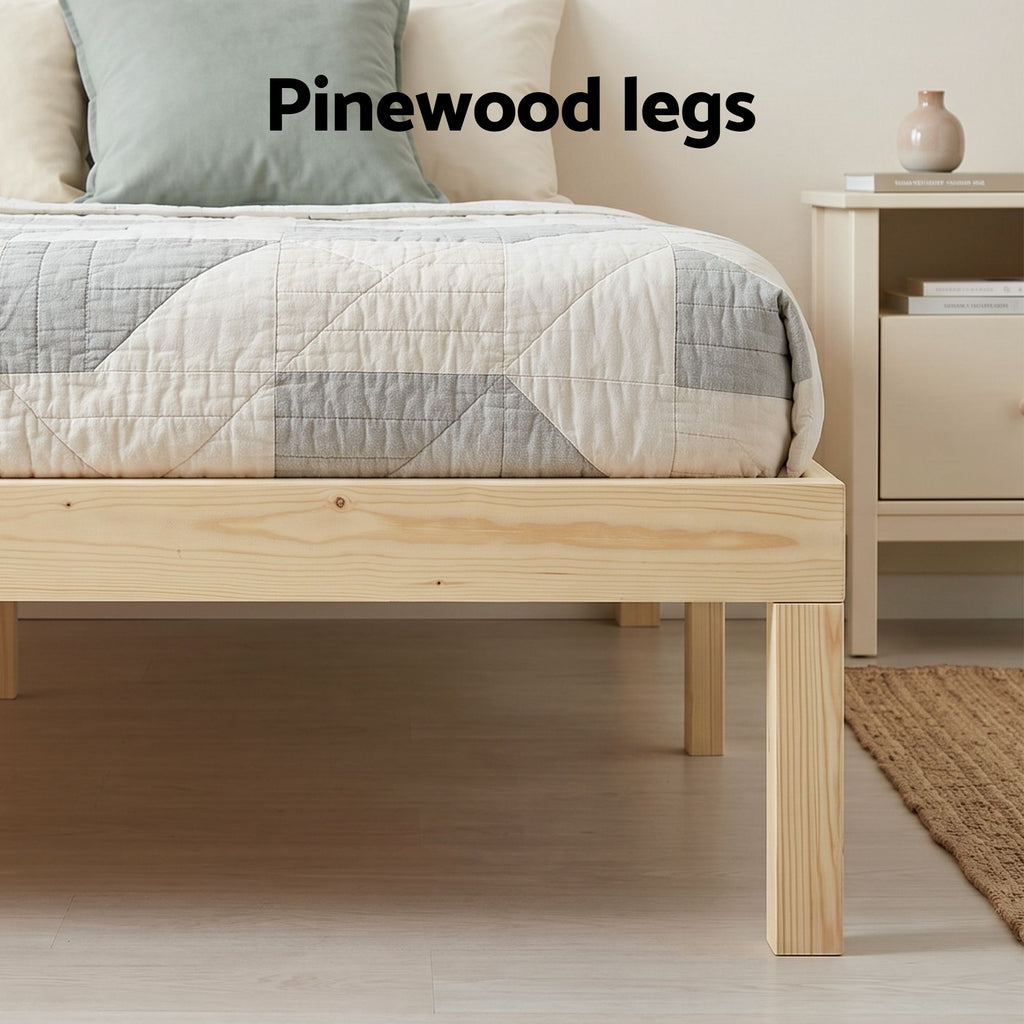 Artiss Bed Frame King Size Wooden Base Mattress Platform Timber Pine BRUNO