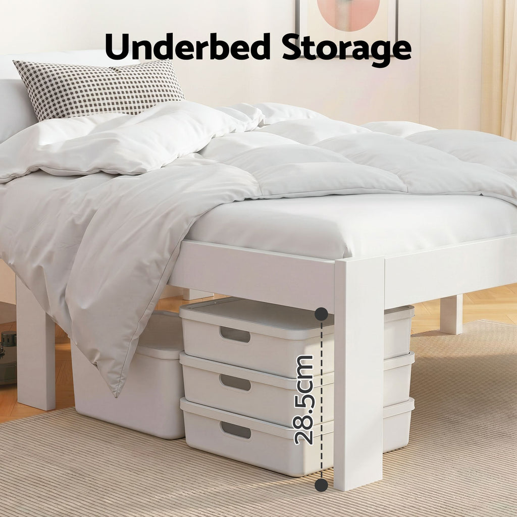 Artiss Bed Frame Queen Size Wooden White JADE