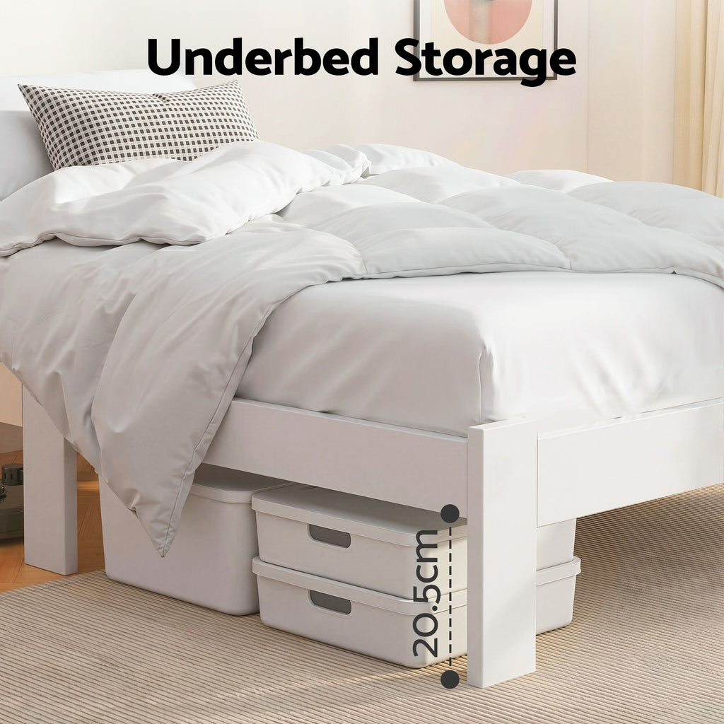 Artiss Bed Frame King Single Size Wooden White JADE