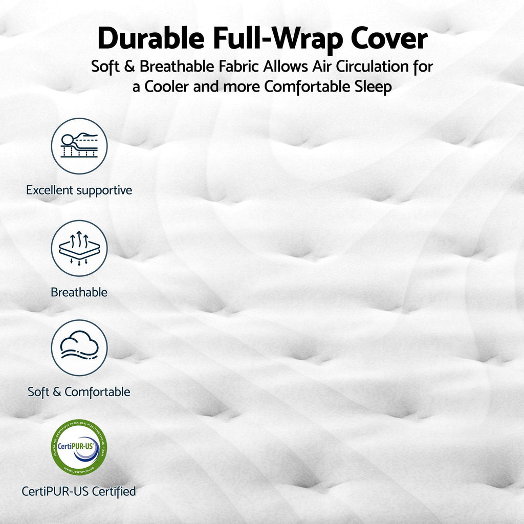 RoomSense King Single Mattress , 30cm Medium Firm Hybrid Mattress with Latex Lumbar Support for Back Pain Relief , Pocket Spring Mattress King Single Size in a Box